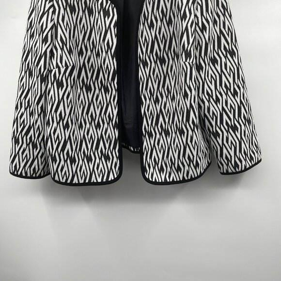 Kasper Womens Open Front Blazer Black/White Print Size 14 Lined - Picture 3 of 9